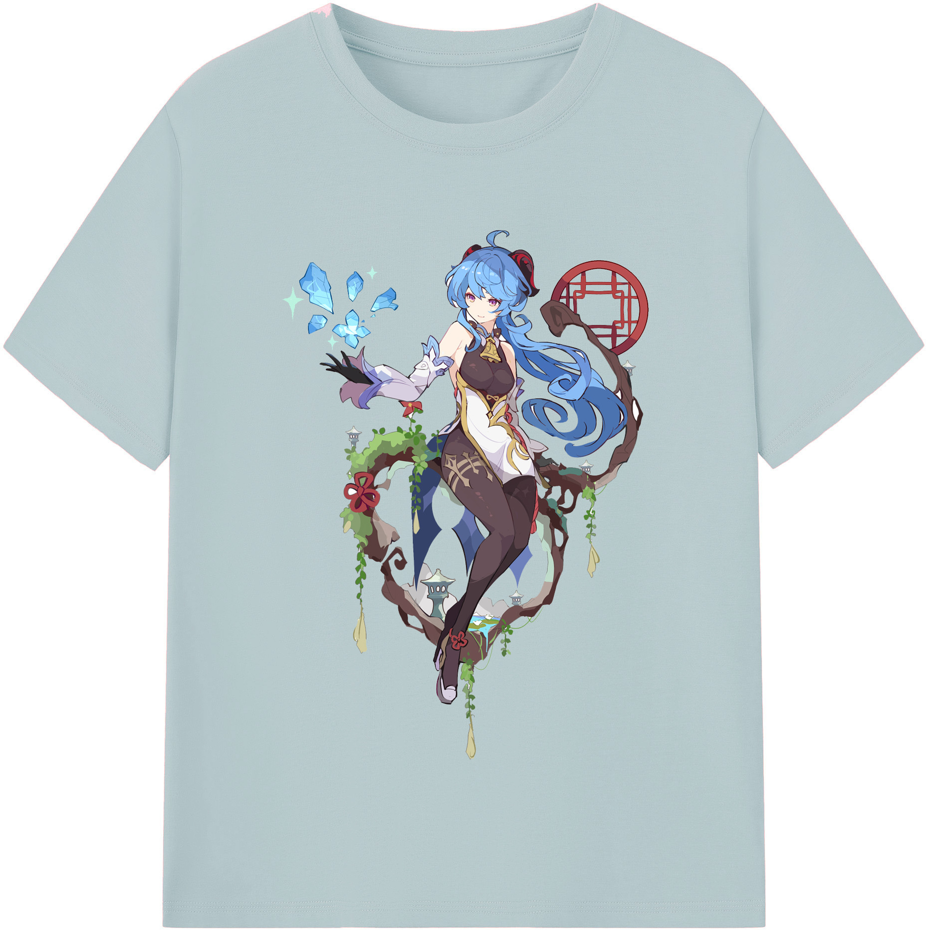 げんし神 甘雨 かんう genshin Ganyu 綿100％半袖Tシャツ（フロントプリント）